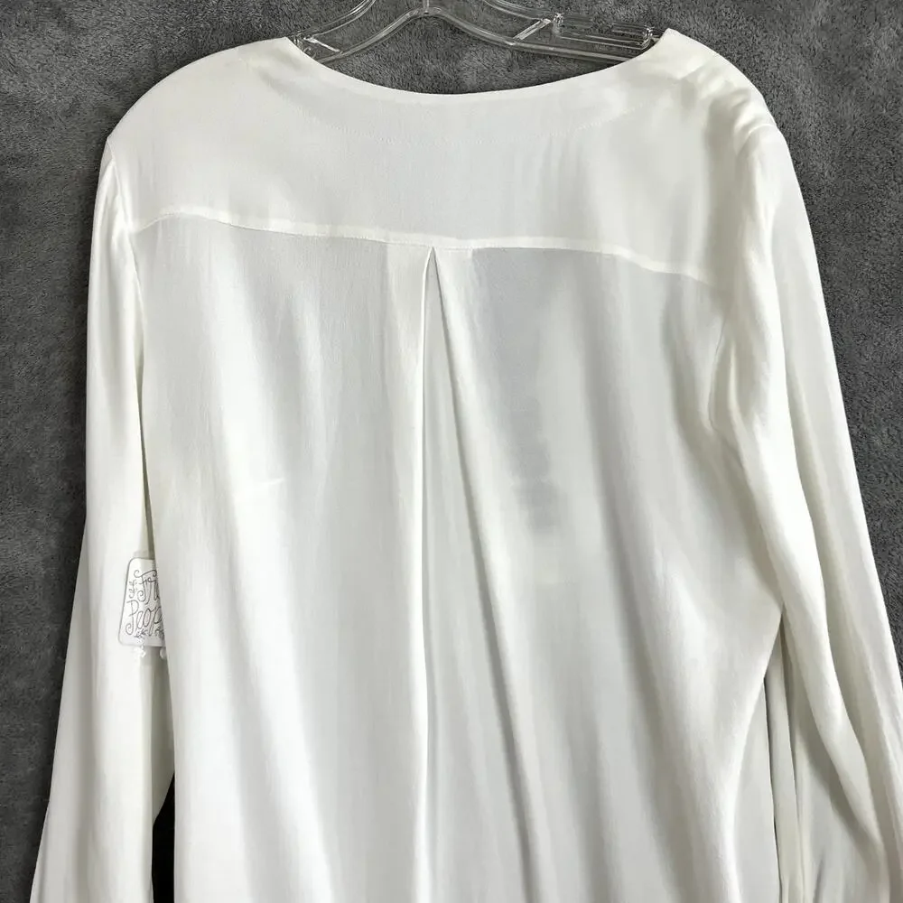 Free People Blouse Womens L White Long Sleeve Boho Festival‎ NWT